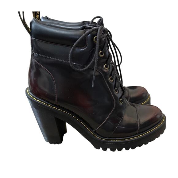 Dr. Martens Averil Women's Leather Heeled Ankle Boots Size 8 Burgundy - Picture 1 of 9